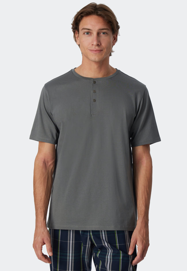 178950-713 Schiesser heren T-Shirt met knoopjes groengrijs
